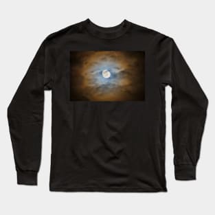 Mystery spooky moon shining through a clouds Long Sleeve T-Shirt